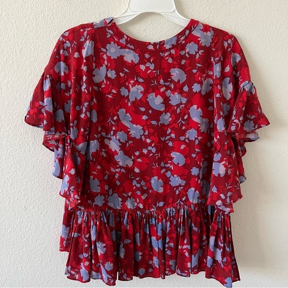 Alexis 100% Silk Floral Danijela Ruffled Blouse Top SZ Medium - Picture 9 of 14